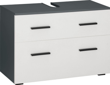 INOSIGN, INOSIGN Waschbeckenunterschrank »Skara«, mit 1 Klappe und 1 Schubkasten, mit schwarzen Griffen, Breite 80 cm, Höhe 55 cm, INOSIGN Waschbeckenunterschrank »Skara«, mit Klappe und Schubkasten, schwarze Griffe, Breite 80 cm, Höhe 55 cm