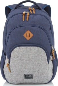 travelite Cityrucksack »Basics Melange, marine/grau«, mit Laptopfach