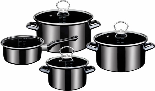 GSW, 7tlg. Kochtopf-Set Profi-Black-Star GSW Schwarz, 