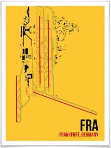 Wall-Art, Wall-Art Poster »Wandbild FRA Grundriss Frankfurt«, Grundriss, (1 St.), Poster, Wandbild, Bild, Wandposter, 