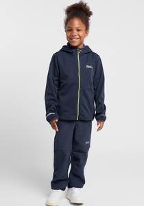 Jack Wolfskin, Jack Wolfskin Softshelljacke Kinder Feldberg Hooded Jacket Kids 128 blau night blue, Jack Wolfskin Outdoorjacke »FELDBERG HOODED JKT K«, mit Kapuze