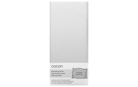 CoCon, COCON Kopfkissenbezug Perkal 50 x 70 cm, Hellgrau, 2 Stück, Cocon Kissenbezug »Perkal«, (- St.)