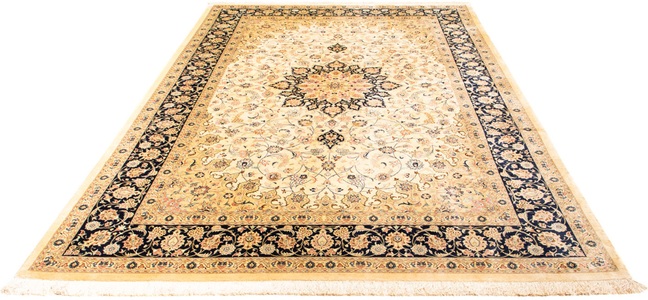 MorgenLand, morgenland Orientteppich »Perser - Ghom - 297 x 194 cm - beige«, rechteckig, 10 mm Höhe, Wohnzimmer, Handgeknüpft, Einzelstück mit Zertifikat, morgenland Orientteppich »Perser - Ghom - 297 x 194 cm - beige«, rechteckig, 10 mm Höhe, Wohnzimmer, Handgeknüpft, Einzelstück mit Zertifikat