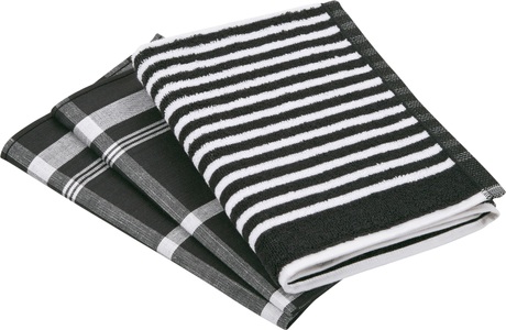 Ross, ROSS Geschirrtuch »Exclusiv«, (Set, 3 tlg.), Zwirnfrottier Streifen, 1 Küchen-Frottiertuch 50x50 cm Streifen und 2 Geschirrtücher 50x70 cm, ROSS Geschirrtuch »Exclusiv«, (Set, 3 tlg.), Zwirnfrottier Streifen, 1 Küchen-Frottiertuch und 2 Geschirrtücher