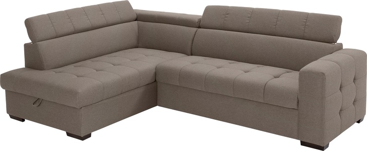 exxpo - sofa fashion, exxpo - sofa fashion Ecksofa, Steppung im Sitzbereich, Wahlweise mit Bettfunktion und Bettkasten, inklusive 3 verstellbaren Kopfstützen, exxpo - sofa fashion Ecksofa »Otusso, L-Form«, Steppung im Sitzbereich, wahlw. mit Bettfunktion u. Bettkasten