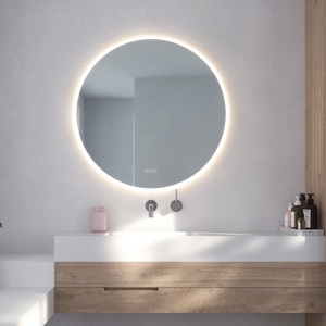 Loevschall, Loevschall Badspiegel »Aalborg Rund«, Ø 80 cm, Loevschall Badspiegel »Aalborg Rund, Badezimmerspiegel mit LED Beleuchtung, Lichtspiegel«, Touchpanel für Lichtsteuerung, Verstellbarer Spiegel, MultiWhite®