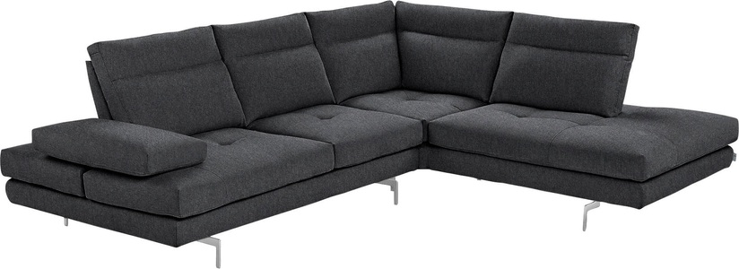 CALIA ITALIA, CALIA ITALIA Ecksofa »Toby Wing«, Sitztiefenverstellung, Eckelement mit Funktion, Füsse in Chrom glänzend, CALIA ITALIA Ecksofa »Toby Wing, L-Form, Multifunktionssofa, bequem und edel«, Sitztiefenverstellung und Armteilfunktion, Füsse chrom glänzend