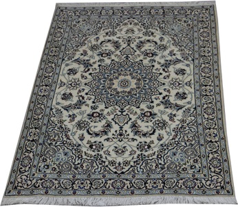 MorgenLand, morgenland Wollteppich »Nain 9la Teppich handgeknüpft blau«, rechteckig, 7 mm Höhe, 