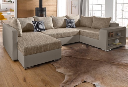 COLLECTION AB, COLLECTION AB Wohnlandschaft, mit Bettfunktion, wahlweise mit Federkern, COLLECTION AB Wohnlandschaft »John U-Form« mit Bettfunktion, wahlweise mit Federkern