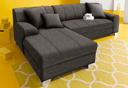 INOSIGN, INOSIGN Ecksofa, wahlweise mit Bettfunktion, INOSIGN Ecksofa »Turah incl. Zierkissen, moderne Steppung, auch in Leder«, wahlweise mit Bettfunktion, Schlafsofa, B/T/H: 239/152/75 cm, L-Form