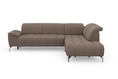 sit&more Ecksofa »Cool«, wahlweise mit Kopfteilverstellung und Vorziehsitz, motorisch,mit silberfarbenen Füssen