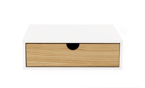 Woodman, Woodman - Regal Farsta - 40 x 30 x 15 cm - Hellbraun und Weiss, Woodman Nachttisch, Holzfurnier aus Eiche