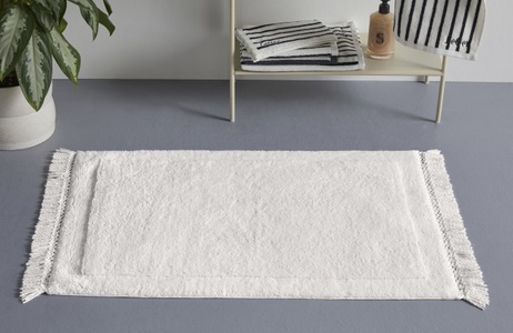 LeGer Home by Lena Gercke, LeGer Home by Lena Gercke Badematte "Tamsin, Badvorleger, Badezimmer Teppich" Höhe 20 mm fussbodenheizungsgeeignet  strapazierfähig mit Fransen, Badteppich, Badematte, Baumwolle
