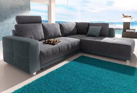 PLACES OF STYLE, Places of Style Ecksofa, mit Bettfunktion, Bettkasten und Federkern, wahlweise mit 1 oder 3 Kopfstützen, Ottomane links oder rechts montierbar, Places of Style Ecksofa, mit Bettfunktion, Bettkasten und Federkern, wahlweise mit 1 oder 3 Kopfstützen, Ottomane links oder rechts montierbar