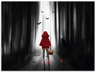 Artland, Artland Glasbild »Das Rotkäppchen auf High Heels«, Artland Glasbild »Das Rotkäppchen auf High Heels«, Dark Fantasy, (1 St.), in verschiedenen Grössen