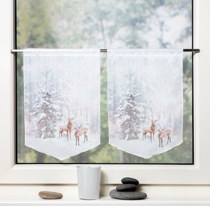 HOME WOHNIDEEN, HOME WOHNIDEEN Vorhang »HIRALIA«, Fensterbilder Voile digital bedruckt, HOME WOHNIDEEN Vorhang »HIRALIA«, (2 St.), Fensterbilder Voile digital bedruckt