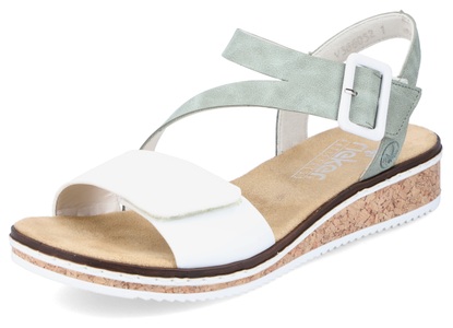 Rieker, Rieker Riemchensandale, mit asymmetrischem Riemchen, Rieker Riemchensandale, Sommerschuh, Sandalette, Keilabsatz, mit asymmetrischem Riemchen
