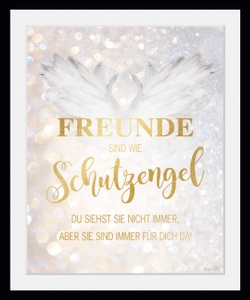 QUEENCE, queence Bild »Freunde sind wie Schutzengel«, Sprüche & Texte, (1 St.), queence Bild »Freunde sind wie Schutzengel«, Sprüche & Texte-Liebessprüche-Schriftzüge, (1 St.), HD Premium Poster-Druck inkl. Holzrahmen