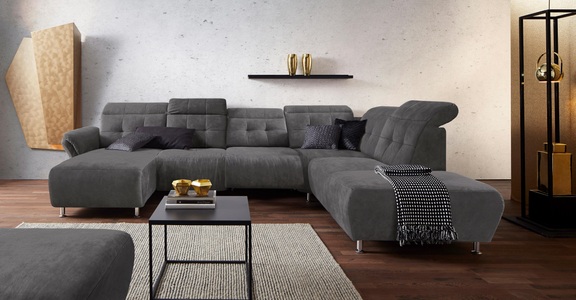 PLACES OF STYLE, Places of Style Wohnlandschaft »Manhattan«, 2 Sitze mit elektrischer Relaxfunktion, verstellbare Armlehnen, Places of Style Wohnlandschaft »Manhattan U-Form«, 2 Sitze mit elektrischer Relaxfunktion, verstellbare Armlehnen