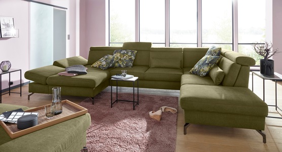 sit&more Wohnlandschaft, Fusshöhe 12 cm, inklusive Sitztiefen-, Armteil- und Kopfteilverstellung