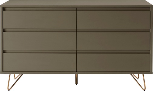 mutoni casual, Kommode Breit 6 Schubladen grau, Kommode Breit 6 Schubladen grau