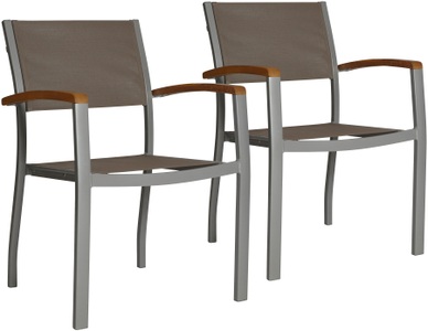 Merxx, MERXX Gartenstuhl »Monaco«, (Set), 2 St., 2er Set, Aluminium/Textil/Akazie, stapelbar, grau, MERXX Gartenstuhl »Monaco«, Material Aluminium grau/Textil/Holz Akazie, stapelbar