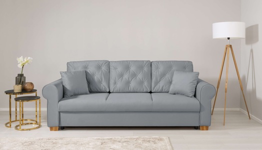 HOME AFFAIRE, Home affaire 3-Sitzer »MORVILLE B/T/H: 240/90/94 cm, Liegefläche 195/141 cm«, Federkern-Polsterung, incl. Zierkissen, Incl. Bettkasten, Schlafsofa, Home affaire 3-Sitzer »MORVILLE B/T/H: 240/90/94 cm, Liegefläche 195/141 cm«, Federkern-Polsterung, incl. Zierkissen, Incl. Bettkasten, Schlafsofa