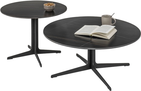 HBZ, HBZ Couchtisch »LENA«, rund Keramik Schwarz, Tisch mit Gestell in schwarz, Stolkom Couchtisch »LENA«, rund Keramik Schwarz, Tisch mit Gestell in schwarz