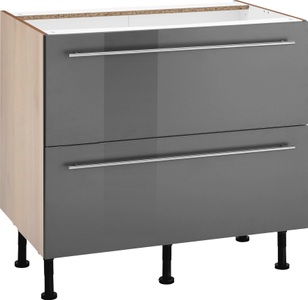 OPTIFIT, OPTIFIT Unterschrank »Bern«, 90 cm breit, mit 2 grossen Auszügen für viel Stauraum, mit höhenverstellbaren Füssen, mit Metallgriffen, OPTIFIT Unterschrank »Bern«, 90 cm breit, mit 2 grossen Auszügen für viel Stauraum