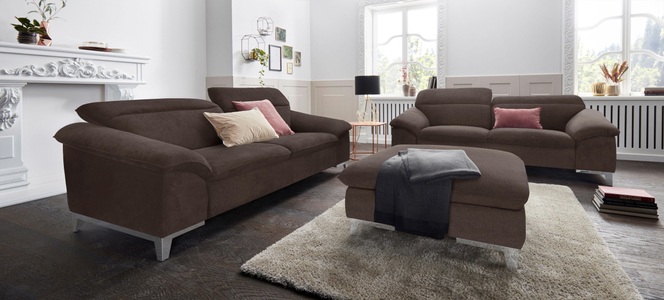 Cotta, COTTA Polstergarnitur, (Set), Set: bestehend aus 2-Sitzer und Hocker, Sofa inklusive Kopfteilverstellung, COTTA Polstergarnitur Teresa, Set, bestehend aus 2-Sitzer und Hocker, inklusive Kopfteilverstellun