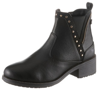 MUSTANG SHOES, Mustang Shoes Chelseaboots, mit seitlichem Stretcheinsatz, Stiefelette mit modischer Nieten-Verzierung Mustang Schwarz