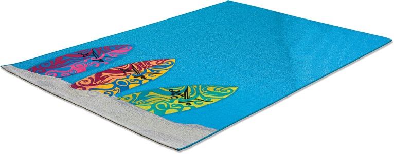 Sansibar Teppich »Rantum Beach SA-018«, rechteckig, 5 mm Höhe, Flachgewebe, modernes Design, Motiv Surfbretter
