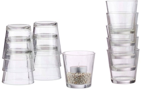 relaxdays, relaxdays Teelichthalter »12 Stück, Transparent«, (12 St.), relaxdays Teelichthalter »12 Stück, Transparent«, (12 St.)
