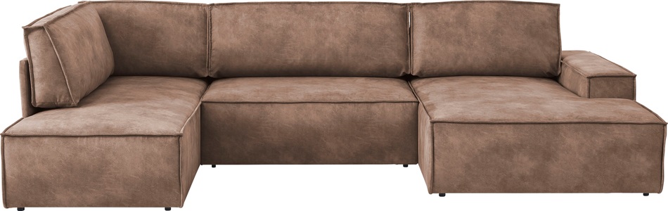 HOME AFFAIRE, Home affaire Wohnlandschaft »SHERWOOD«, mit Bett-Funktion (Liegefläche 194x139 cm), mit 4 losen Rückenkissen, Home affaire Wohnlandschaft »SHERWOOD XXL 329 cm, U-Form, Schlafsofa,«, Schlaffunktion m. Bettkasten (194x139 cm), Cord, Vintage, Samtvelours