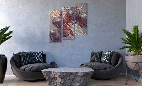 Conni Oberkircher´s, Conni Oberkircher´s Bild mit Uhr »Kugel im Goldfarbenstrahl«, modern, abstrakt, Luxus, Korb, Metall, Design, Kugel, Geschenk, Deko, einrichten, 