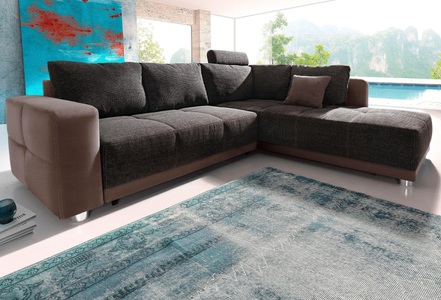 PLACES OF STYLE, Places of Style Ecksofa, mit Bettfunktion, Bettkasten und Federkern, wahlweise mit 1 oder 3 Kopfstützen, Ottomane links oder rechts montierbar, Places of Style Ecksofa, mit Bettfunktion, Bettkasten und Federkern, wahlweise mit 1 oder 3 Kopfstützen, Ottomane links oder rechts montierbar