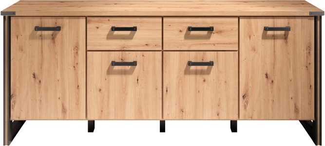 HOME AFFAIRE, Home affaire Sideboard »Mia«, (1 St.), Echtholzoptik, Eiche, 207 cm breiter Schrank, Home affaire Sideboard »Mia«, (1 St.), Echtholzoptik, Eiche, 207 cm breiter Schrank