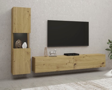 Helvetia, Helvetia Wohnwand »Ava«, INOSIGN Wohnwand »Ava, Wohnzimmer-Set hängend/stehend montierbar, Vitrine, Lowboard«, 2-tlg.