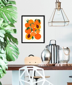 QUEENCE, queence Bild »Finn«, (1 St.), gerahmt, queence Bild »Aprikosen«, Obst-Obst Bilder-Essen-Lebensmittel-Kunst, (1 St.), HD Premium Poster-Druck inkl. Holzrahmen