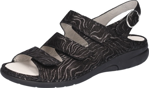 Waldläufer, Waldläufer Riemchensandale »GUNNA«, in Metallic-Optik, G-Weite, Waldläufer Riemchensandale »GUNNA«, Sommerschuh, Sandalette, Keilabsatz, in Metallic-Optik, G-Weite