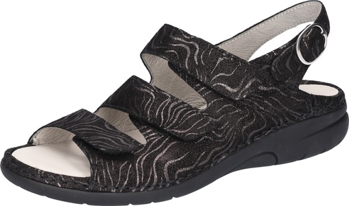 Waldläufer, Waldläufer Riemchensandale »GUNNA«, in Metallic-Optik, G-Weite, Waldläufer Riemchensandale »GUNNA«, Sommerschuh, Sandalette, Keilabsatz, in Metallic-Optik, G-Weite
