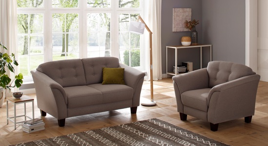 HOME AFFAIRE, Home affaire Sessel »Lillesand«, mit Federkern, Knopfheftung im Rücken, Füsse Buche, Home affaire Sessel »Trondheim«, mit Federkern, Knopfheftung im Rücken, Füsse Buche