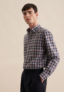 Seidensticker, seidensticker Flanellhemd »Regular«, Regular Langarm Button-Down-Kragen Karo, seidensticker Flanellhemd »Regular« Regular 1/1 Button-Down-Kragen Karo