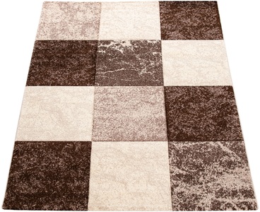 PACO HOME, Paco Home Teppich »Inferno 757«, rechteckig, 17 mm Höhe, Kurzflor, modernes kariertes Marmor Design, handgearbeiteter Konturenschnitt, ideal im Wohnzimmer & Schlafzimmer, 