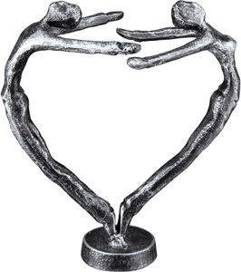 Casablanca by Gilde, Casablanca by Gilde Dekofigur »Design Skulptur In Love, silberfarben«, (1 St.), Dekoobjekt, aus Metall, Höhe 15 cm, Herz Form, antikfinish, Wohnzimmer, Casablanca by Gilde Dekofigur »Design Skulptur In Love, silber«, silberfarben