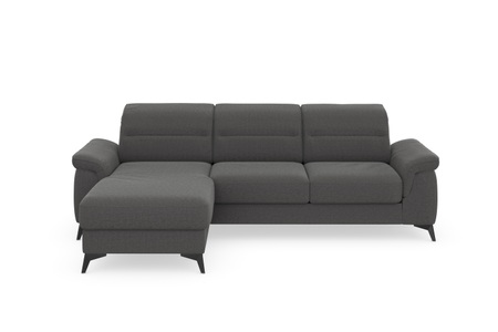 sit&more Ecksofa »Sinatra«, mit Recamiere, optional mit Kopfteilverstellung und Armteilfunktion oder mit Kopfteilverstellung, Armteilfunktion, Bettfunktion und Bettkasten, mattschwarze Metallfüsse