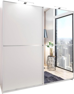 Wimex, Wimex Schwebetürenschrank »Baden«, MID.YOU Schwebetürenschrank in weiss , Baden , Metall , 2 Fächer , 135x198x64 cm , Dekorfolie,Nachbildung , 001787067401