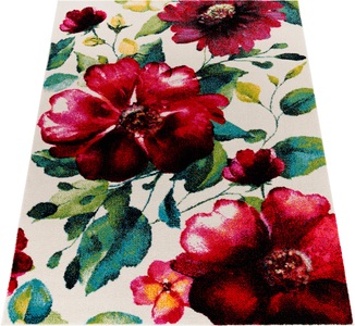 PACO HOME, Paco Home Teppich »Canvas 854«, rechteckig, Kurzflor, modernes Blumen Design, mit Arizona Leinwand Optik, Paco Home Teppich »Canvas 854«, rechteckig, 16 mm Höhe, Kurzflor, modernes Blumen Design, mit Arizona Leinwand Optik