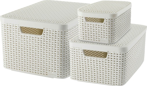 Curver, CURVER Aufbewahrungsbox »STYLE Box L+M+S«, 3´er-Set, Curver Organizer »Style Box L+M+S«, (Set, 3 St.), Aufbewahrungsbox, stapelbar mit und ohne Deckel