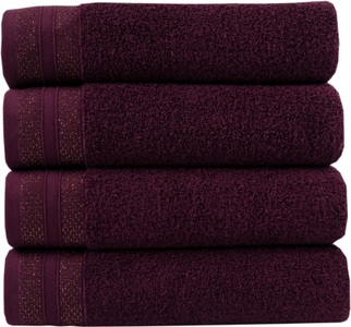 LEONIQUE, Leonique Handtuch Set »»Esmindra« mit goldfarbener Bordüre«, Set, 4 tlg., Frottier, Handtuch oder Badetuch Set, Premium 550gr/m², Bio-Baumwolle, Leonique Handtuch Set »»Esmindra« mit goldfarbener Bordüre«, (Set, 4 St., 4 Handtücher (50x100) cm), Handtuch oder Badetuch Set, Premium 550gr/m², 100% Baumwolle